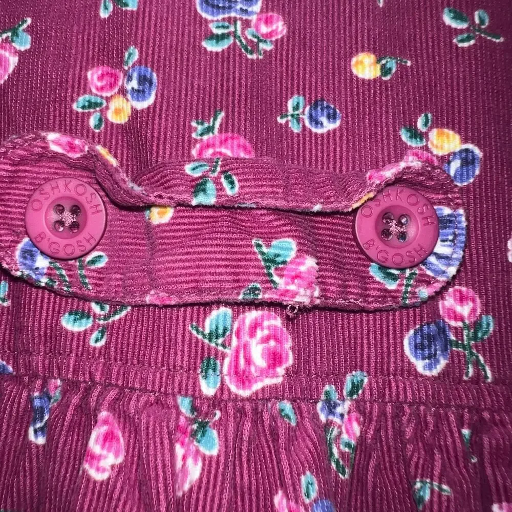 Vintage OshKosh B'Gosh girls floral corduroy fall cotton dress sz 5 multicolor
